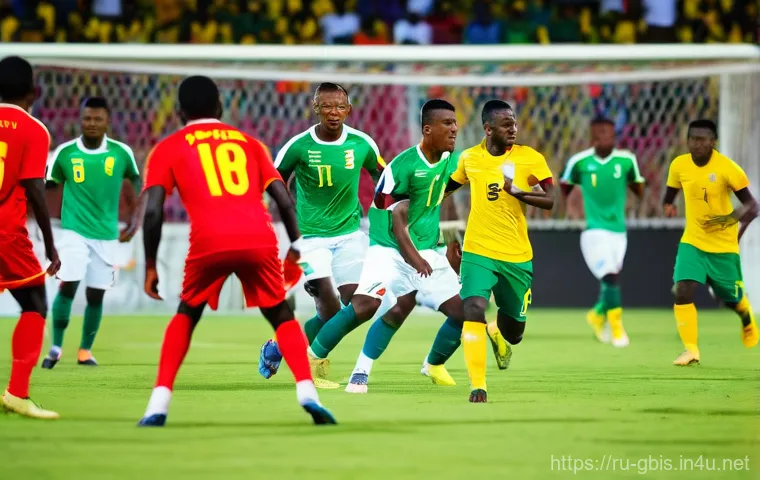 기니비사우에서 가장 인기 있는 스포츠 이벤트 - A vibrant scene in a sun-drenched Guinea-Bissau village, featuring a group of enthusiastic children ...