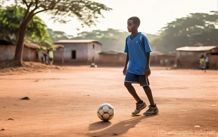 기니비사우에서 가장 인기 있는 스포츠 이벤트 - A dynamic, mid-action shot of the "Djurtus," Guinea-Bissau's national football team, during a fierce...