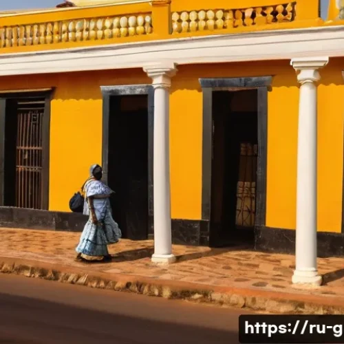 기니비사우의 수도 비사우에서 할 일 - **Old Bissau's Colonial Grandeur and Everyday Life:**
    A cinematic, wide-angle photograph capturi...