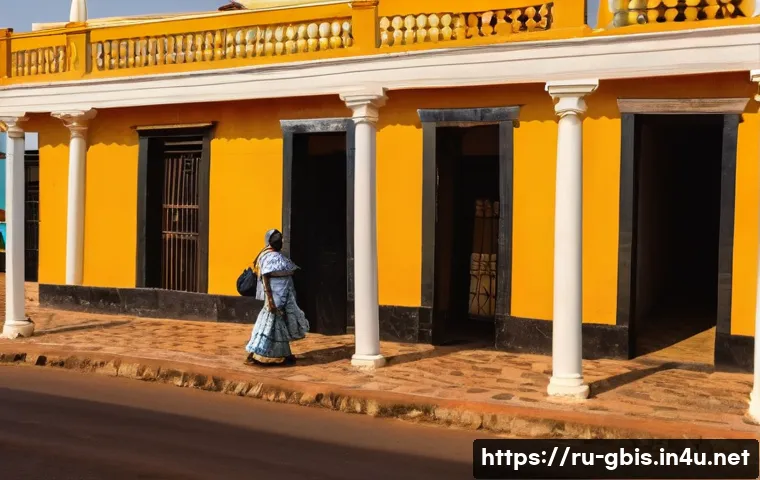 기니비사우의 수도 비사우에서 할 일 - **Old Bissau's Colonial Grandeur and Everyday Life:**
A cinematic, wide-angle photograph capturi...