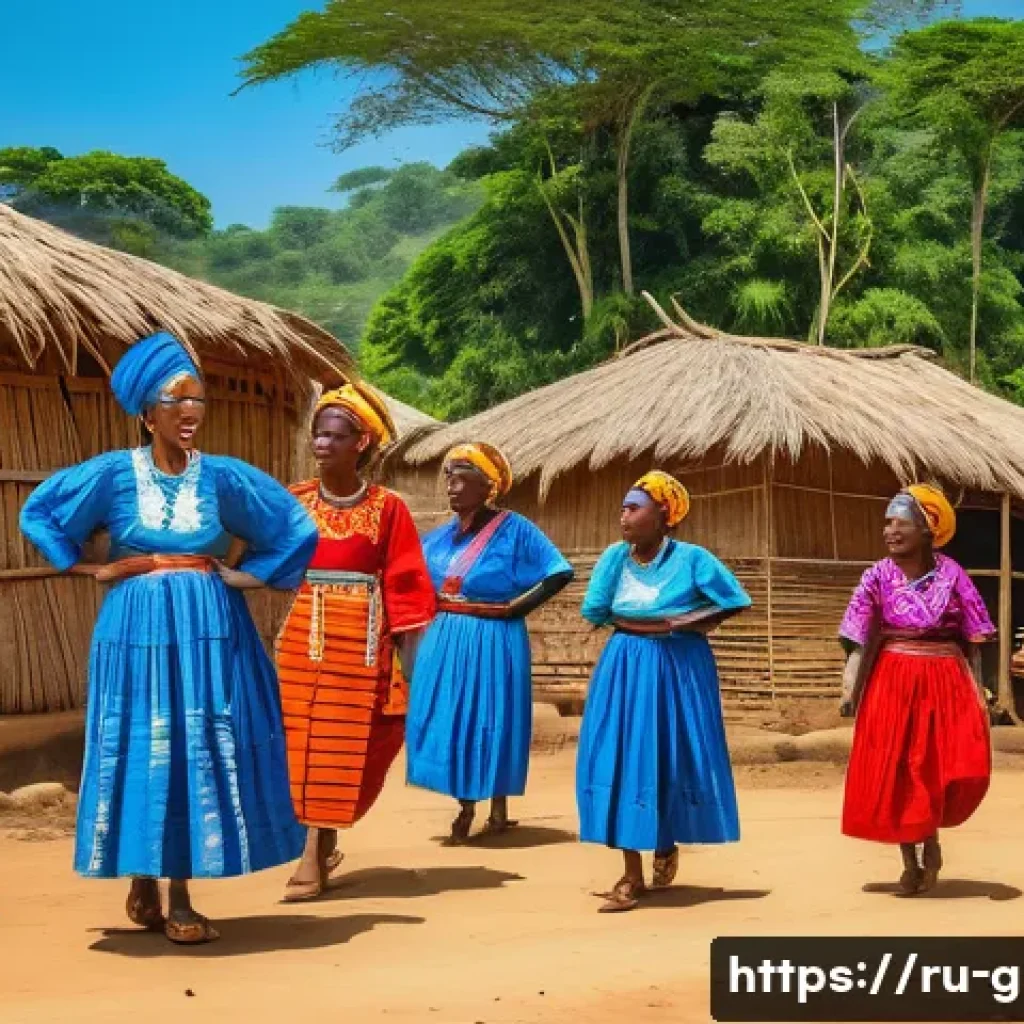 기니비사우에서 촬영된 영화와 다큐멘터리 - A vibrant scene depicting a traditional Guinean village festival with villagers dressed in colorful ...