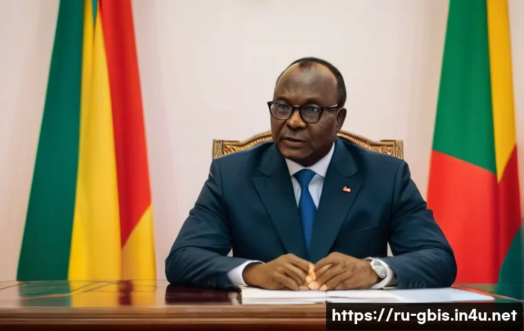 기니비사우의 정치 체제와 정부 구조 - A detailed scene of a formal political meeting in Guinea-Bissau’s presidential office: the President...