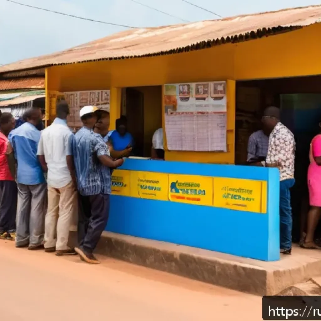 기니비사우에서 주의해야 할 사기 유형 - A busy street scene in Bissau, Guinea-Bissau, showing a realistic currency exchange booth with offic...