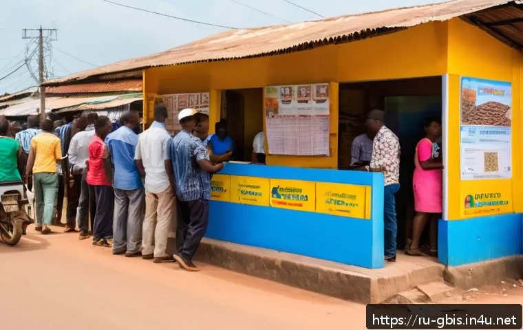 기니비사우에서 주의해야 할 사기 유형 - A busy street scene in Bissau, Guinea-Bissau, showing a realistic currency exchange booth with offic...