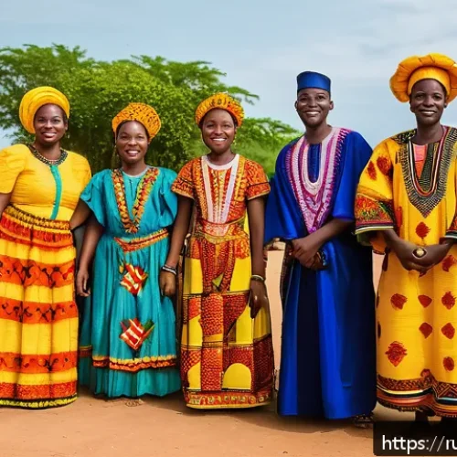 Home 31 기니비사우에서의 명절과 공휴일 - A vibrant traditional coming-of-age ceremony in Guinea-Bissau featuring young people dressed in colo...